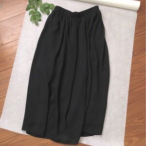 Vintage 80s Long Black Chiffon Maxi Skirt Lined | Size 10, S/M